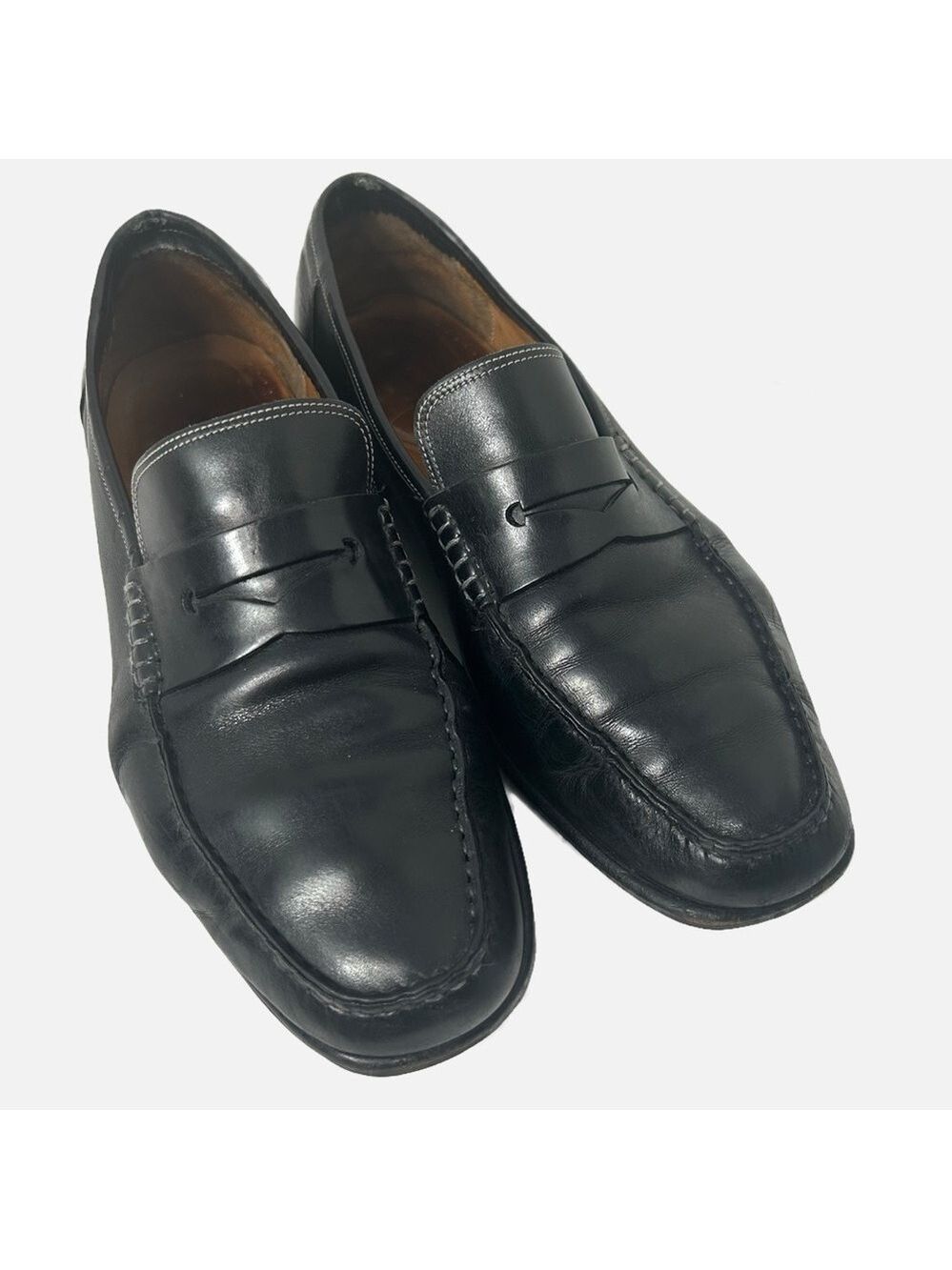 Santon I Men’s Leather Loafer Made in Italy Black Preppy Academic 11D Grandpa